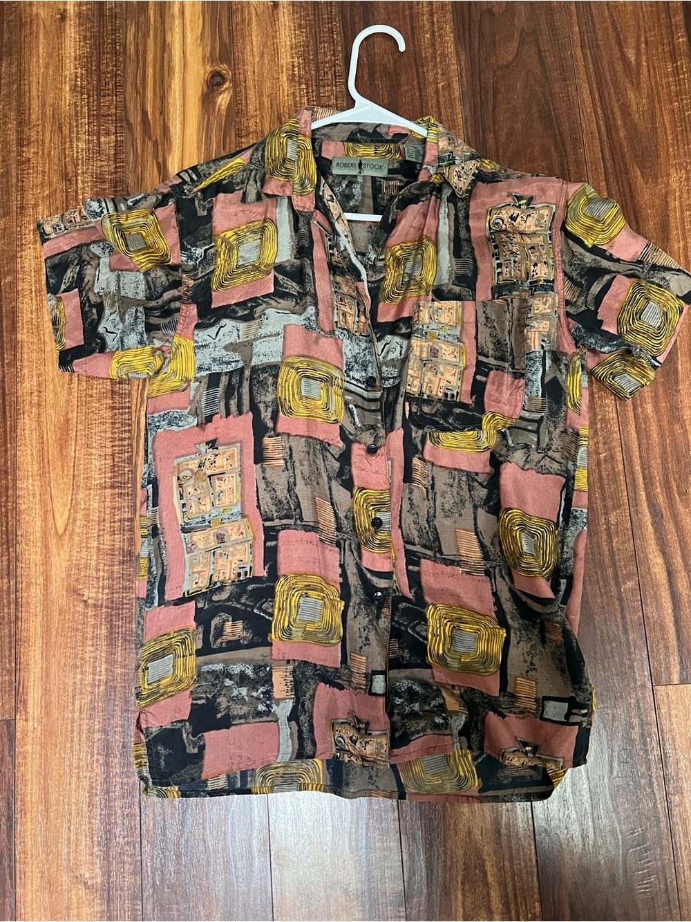 Funky print short-sleeve silk shirt